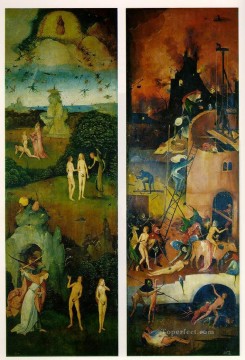 ヒエロニムス・ボッシュ Painting - 道徳ヒエロニムス・ボスの三連祭壇画の楽園と地獄の左右のパネル